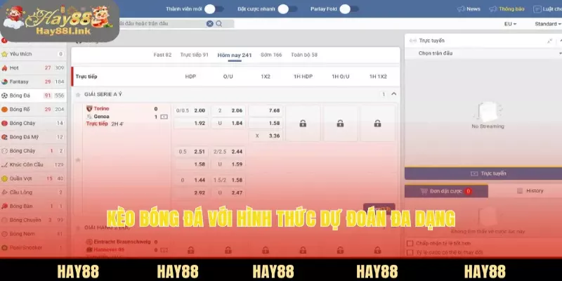 Kèo bóng đá với hình thức dự đoán đa dạng