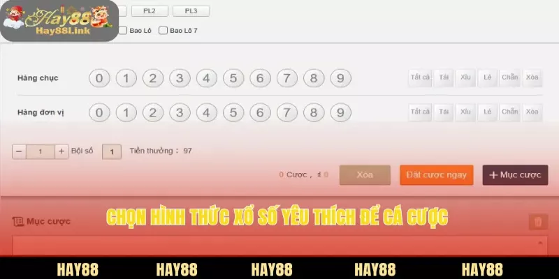 Chọn hình thức xổ số yêu thích để cá cược 